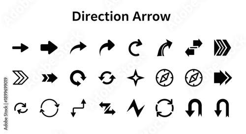 Directional Arrows Icon Set Vector Illustration for Navigation and Guidance