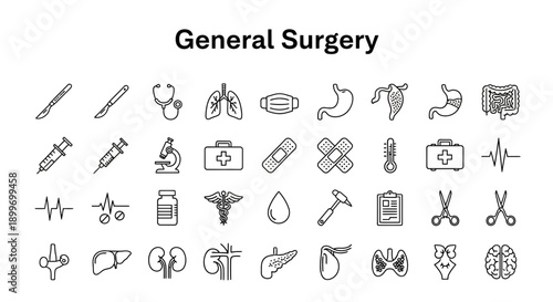 General Surgery Icon Set – Medical Illustration Vector Graphics