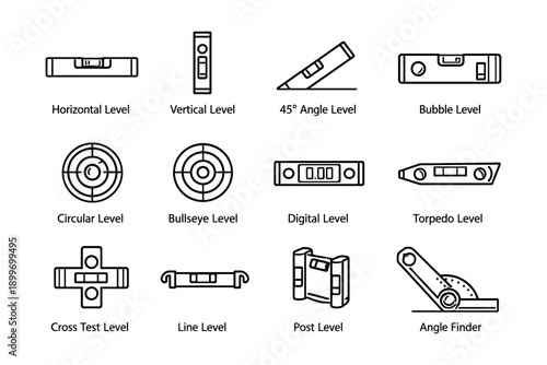Construction tools: levels and angle finders - diagrams and descriptions