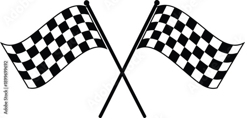 Crossed checkered flags in black and white