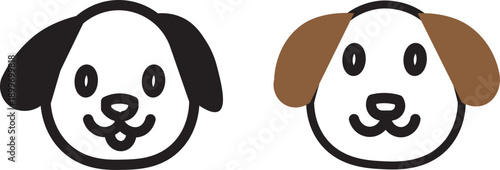 Cute cartoon dog faces with different expressions in a simple. dark background