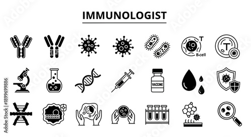 Immunologist Scientific Icons and Medical Research Concepts
