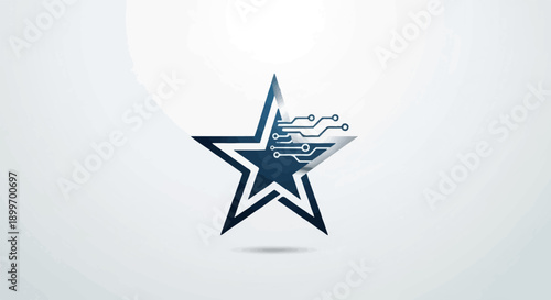 A dark blue star shape with a circuit board pattern integrated on its right side