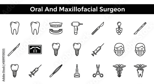 Oral and Maxillofacial Surgeon Icon Set Medical Illustration