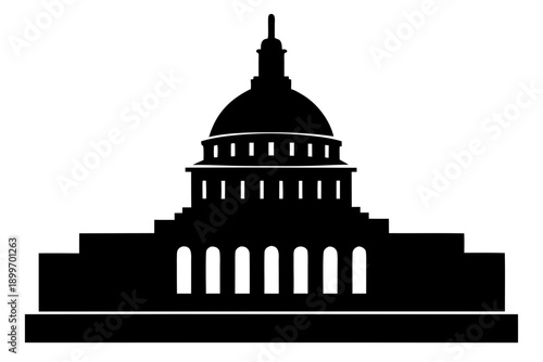 United States Capitol building silhouette vector, building black symbol
