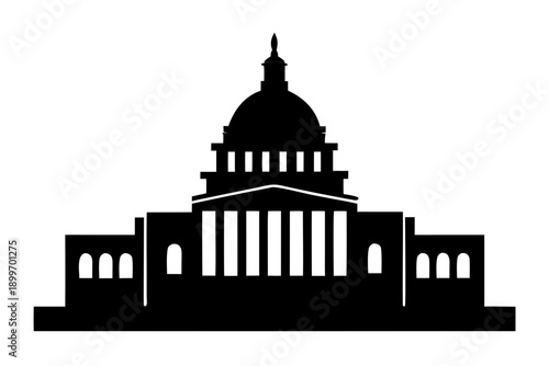 United States Capitol building silhouette vector, building black symbol
