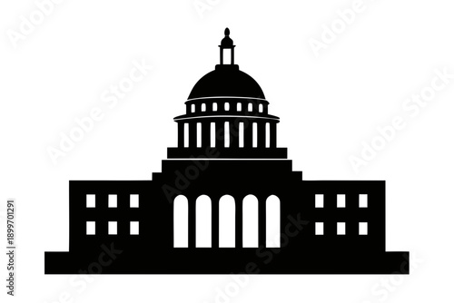 United States Capitol building silhouette vector, building black symbol
