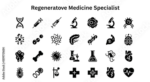 Regenerative Medicine Icons Healthcare and Biomedical Concepts