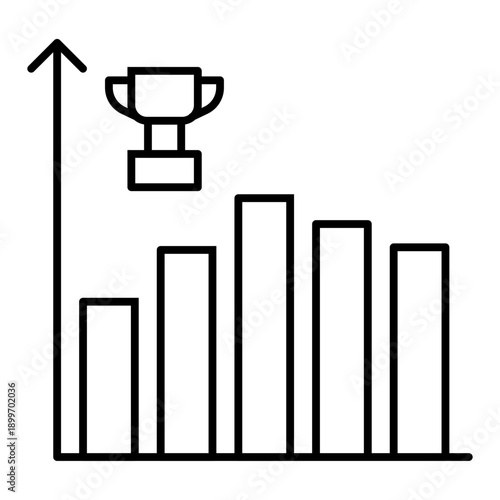 bar graph with trophy line icon with editable stroke
