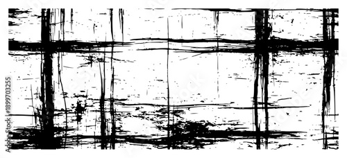 Grungy black and white scratched texture with distressed brush strokes and weathered effect