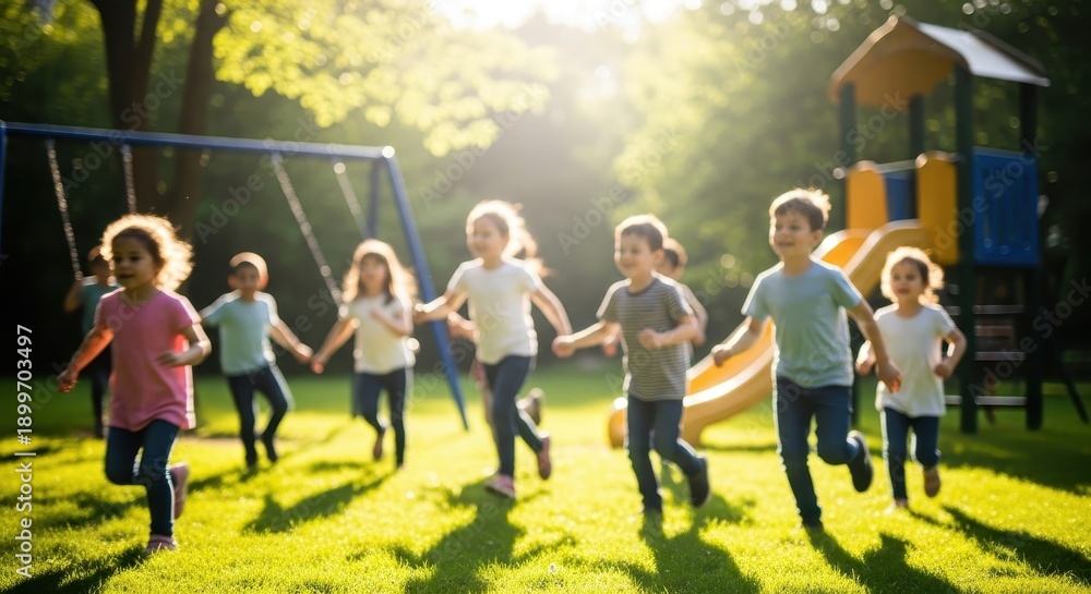 Obraz premium Childrens Joyful Playtime - A Sunny Day of Fun.