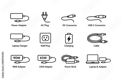 Electronic device chargers and connectors: power adapters and cables overview