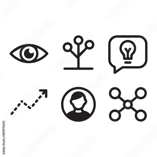 Black for eye idea growth person and network connections black and white simple clean