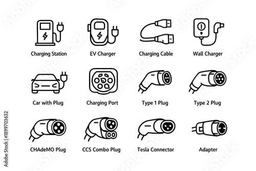 Ev charging solutions: station, charger, cable, and plug types