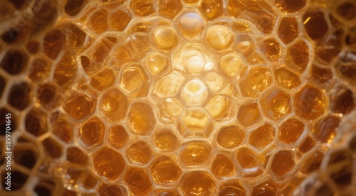 Honeycomb texture closeup capturing natural hexagonal patterns