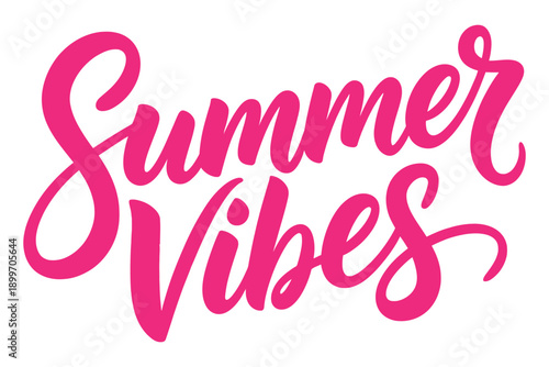 A colorful graphic with the words Summer Vibes in pink cursive font