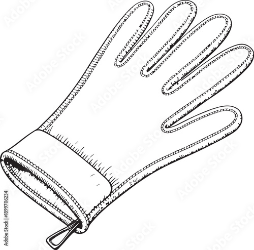 Body exfoliating glove Hand-drawn Sketch Drawing Vector Illustration, Line Linear Symbol Engraving for Coloring Book, Black and White, Isolated