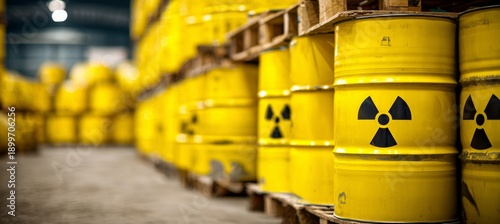 Nuclear waste fuel drum. Generative AI technology.	
