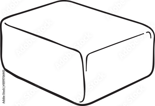 Butter Hand-drawn Sketch Drawing Vector Illustration, Line Linear Symbol Engraving for Coloring Book, Black and White, Isolated