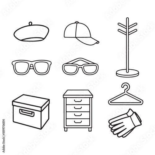 Collection of simple line for clothing and storage beret baseball cap coat rack eyeglasses