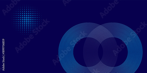 Abstract blue glowing geometric lines on dark blue background. Modern shiny blue circle lines pattern. Futuristic technology concept. Suit for cover, poster, banner eps 10.