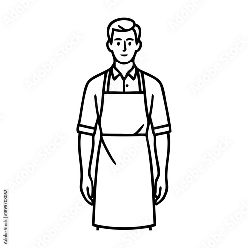 Dibujo con líneas de un hombre con uniforme de camarero 