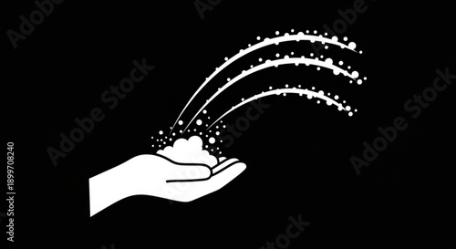 Hand with Water Splashing on Isolated White Background