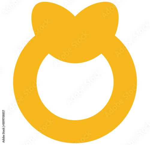 A simple yellow pacifier icon on a white background for baby care