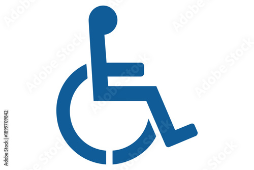 A blue handicap sign on a white background for accessibility and inclusion