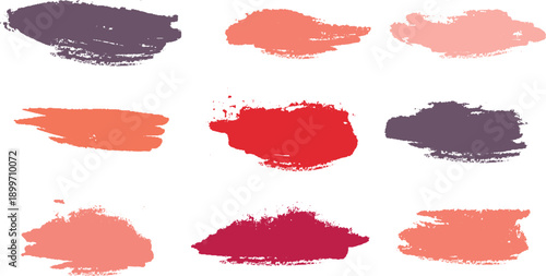 Colorful watercolor splashes stains and paint brush strokes set on paper texture background