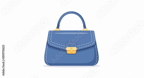 A single, pixelated, blue handbag with a gold clasp and white stitching