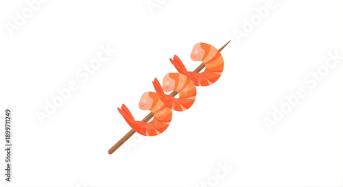 Three succulent shrimp skewered and grilled to perfection, ready to be served as a delicious seafood appetizer or meal