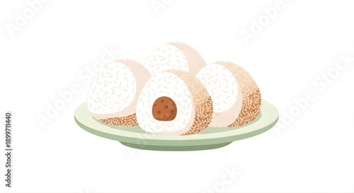 Deliciously Sweet Mochi Balls on a Plate - A Delightful Japanese Dessert Treat