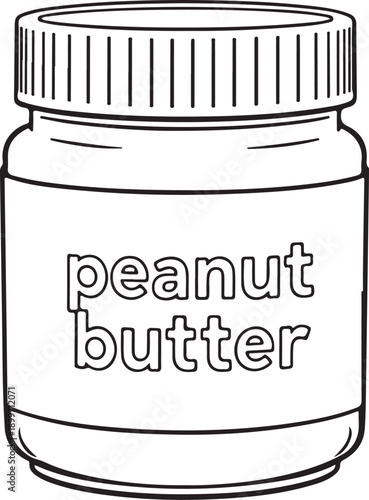 Peanut Butter Jar Hand-drawn Sketch Drawing Vector Illustration, Line Linear Symbol Engraving for Coloring Book, Black and White, Isolated