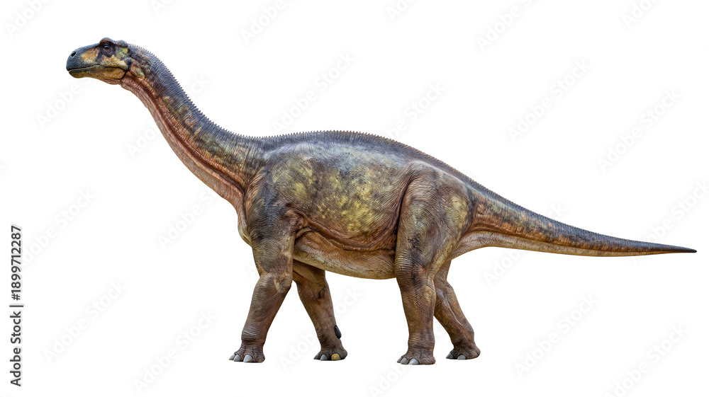 Fototapeta premium Isolated Amargasaurus cazaui dinosaur with long neck, herbivore from the Early Cretaceous Period on white