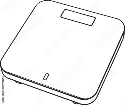 Smart Bathroom Scales Hand-drawn Sketch Drawing Vector Illustration, Line Linear Symbol Engraving for Coloring Book, Black and White, Isolated