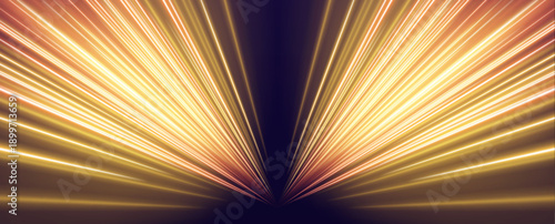 Glowing orange acceleration beams curve forward with radiant shine and smooth flowing motion. A striking futuristic transport visual vector