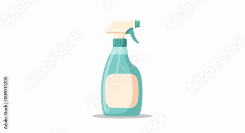 A teal spray bottle with a cream-colored nozzle and label, isolated on white