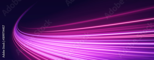 Vibrant pink neon streaks illuminate the road with flowing curves and glowing trails. Curved motion lines emphasize speed, energy, and futuristic style. Perfect for racing or tech visuals vector