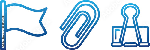Notification Flag Attachment Paper Clip Office Icons