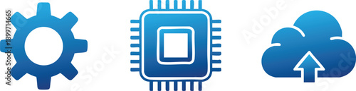 Technical Gear Processor Cloud System Management Icons