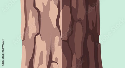 A textured close-up of tree bark with varying shades of brown and a light blue background