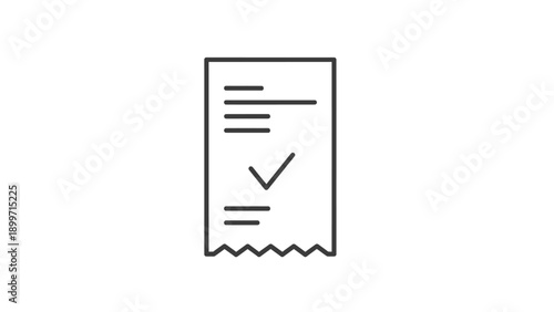 Minimalist checked receipt line icon on white background