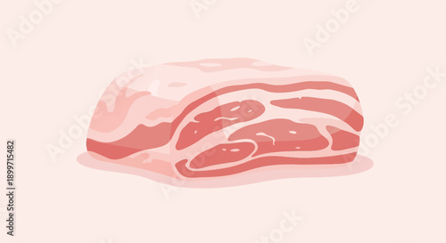 A flat illustration of a cut of raw meat with pink and white marbling