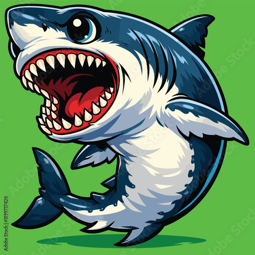 cute cartoon vector image of a chibi shark
