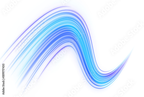 Abstract blue neon ribbons spiral and expand, creating smooth speed paths with cool glowing highlights. png
