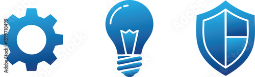 Settings Idea Shield Protection Security Icon Set