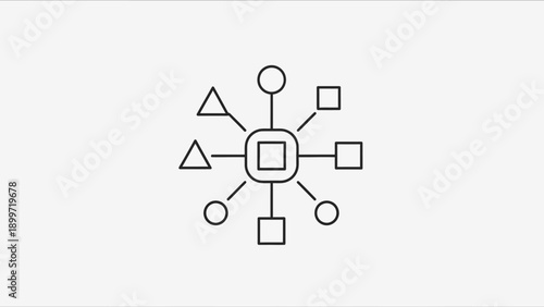 Abstract network diagram with central hub and connected elements