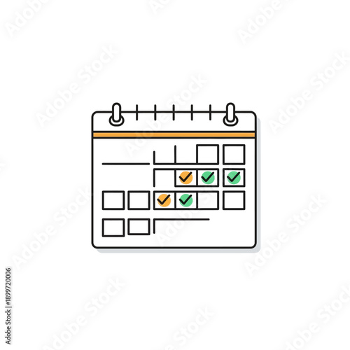 Calendar icon showing completed daily tasks and schedule progress