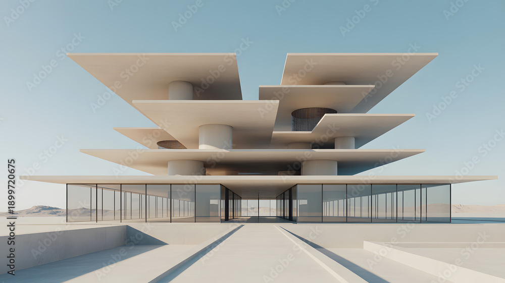 Fototapeta premium Modern Architectural Marvel with Unique Geometric Design